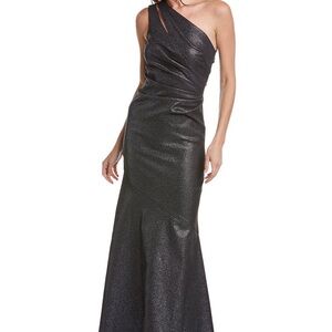 Rickie Freeman for Teri Jon Black One-Shoulder gown.